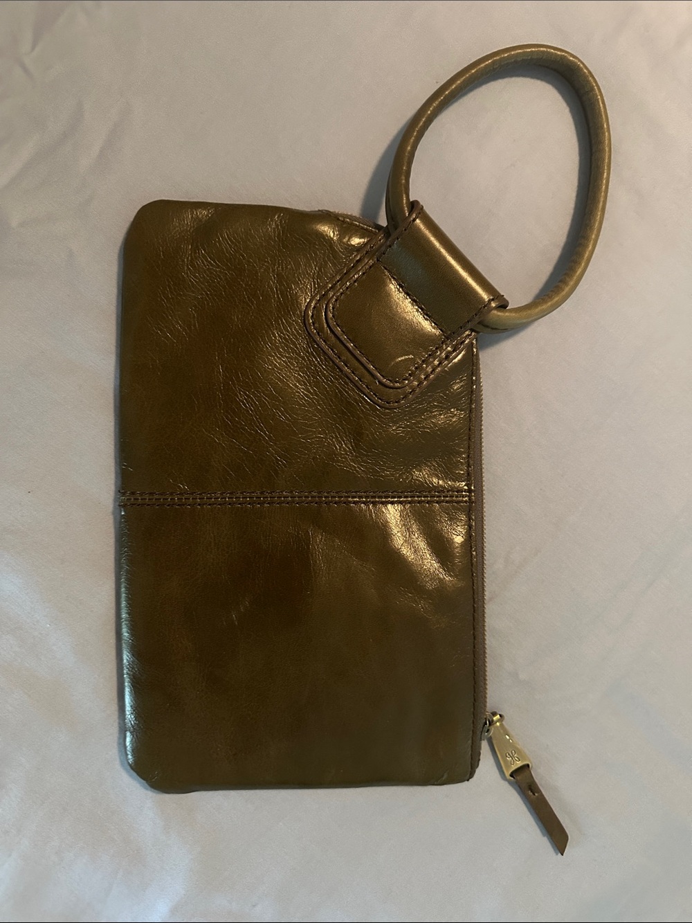 HOBO Olive Green Leather Wristlet Clutch - Picture 2 of 7